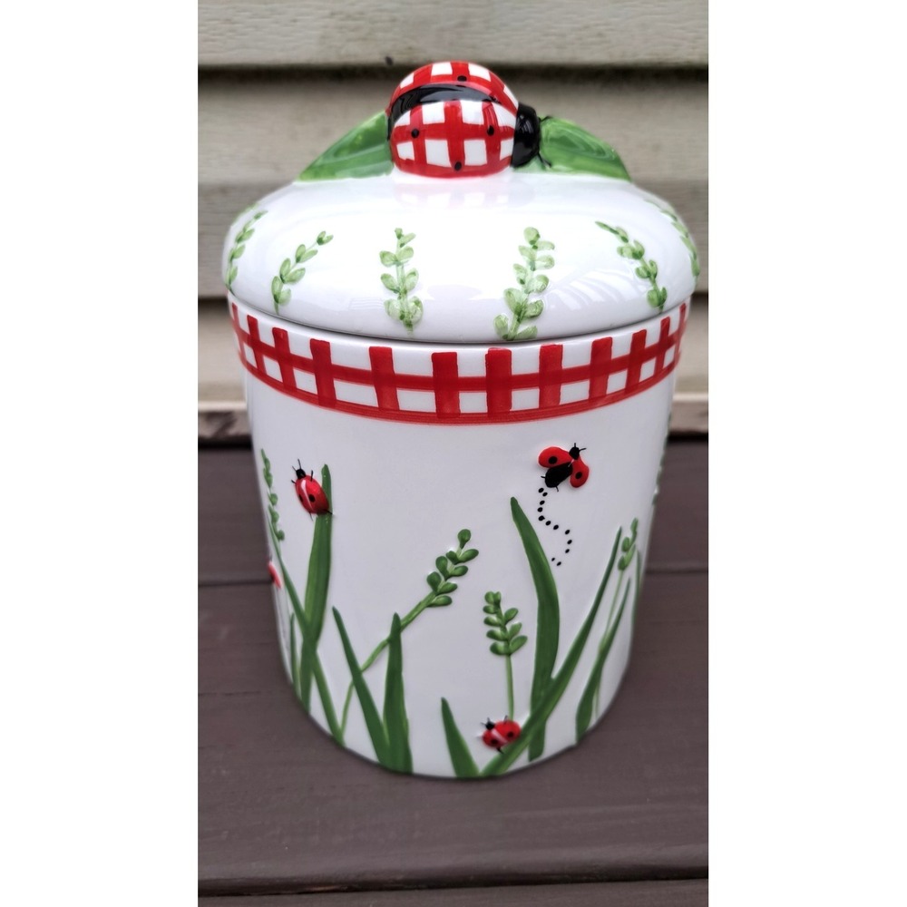 Hausenware Design By Libby Wilkle Ladybug Design Porcelain Canister Cookies Jar